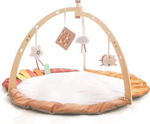 بساط لعب جيم جيم للأطفال من بوبوبو، بساط وقت البطن، صالة ألعاب رياضية خشبية مع 4 ألعاب، بساط لعب نشاط الطفل قابل للغسل للبصر والسمع والحسي وتطوير الحركة، ألعاب الأطفال هدية للأطفال الصغار in Kuwait