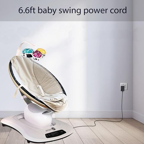 سلك طاقة متأرجح للأطفال، بديل محول تيار متردد 12 فولت لأربعة أمهات mamaroo/Duetsoothe/DuoGlider/Graco Baby Swing/Graco Simple Sway Sway/Glider LX/Simple Sway LX (6.6 قدم، أسود) in Saudi Arabia