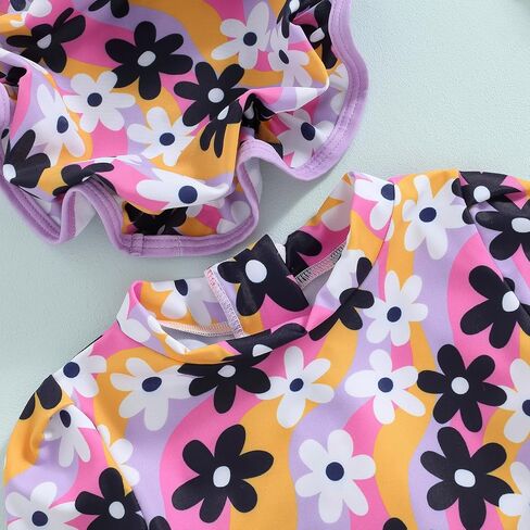 Toddler Baby Girl One Piece Swimsuit Long Sleeve Rash Guard Swimwear Summer Bathing Suit in Saudi Arabia