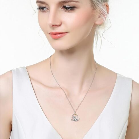 JBAERD Cat/Squirrel Necklace Heart Pendant Necklace 925 Sterling Silver Gifts for Women Zircon Crystal Necklace Girls Cute Animal Jewelry Trend Adjustable Chain with Box in Saudi Arabia