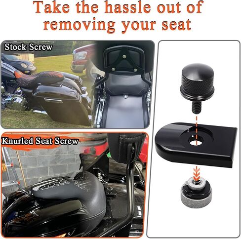 FOVPLUE Quick-Release Fender Seat Hardware Kit,1/4″-20 Thread Seat Bolt/Screw and Nut Kit for Harley Softail FLT Touring Road glide Road King Street Glide Electra Glide Sportster XL Dyna,Black in Kuwait