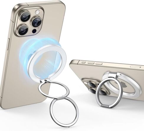 Miracase for MagSafe Ring Holder, MagSafe Phone Grip, Magnetic Phone Ring Holder, Magnetic Phone Grip with 2-Way Adjustable Stand for iPhone 15/14/13/12 Series, MagSafe Accessories, Black in Kuwait