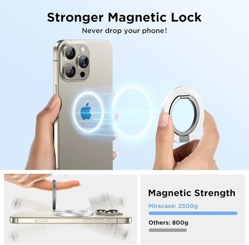 Miracase for MagSafe Ring Holder, MagSafe Phone Grip, Magnetic Phone Ring Holder, Magnetic Phone Grip with 2-Way Adjustable Stand for iPhone 15/14/13/12 Series, MagSafe Accessories, Black in Kuwait
