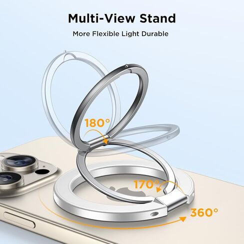 Miracase for MagSafe Ring Holder, MagSafe Phone Grip, Magnetic Phone Ring Holder, Magnetic Phone Grip with 2-Way Adjustable Stand for iPhone 15/14/13/12 Series, MagSafe Accessories, Black in Kuwait