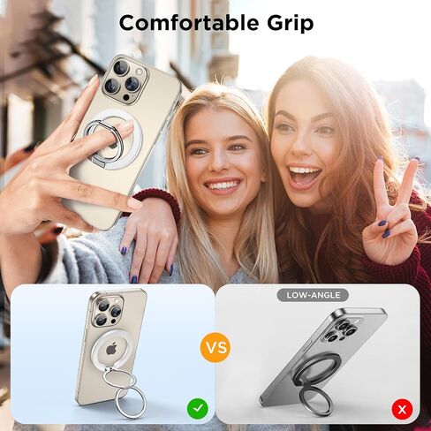 Miracase for MagSafe Ring Holder, MagSafe Phone Grip, Magnetic Phone Ring Holder, Magnetic Phone Grip with 2-Way Adjustable Stand for iPhone 15/14/13/12 Series, MagSafe Accessories, Black in Kuwait