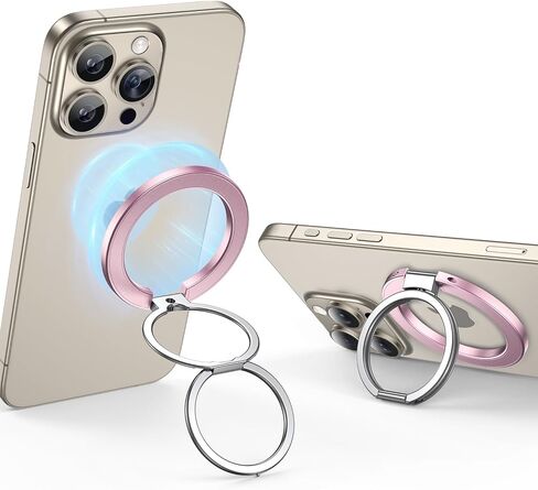 Miracase for MagSafe Ring Holder, MagSafe Phone Grip, Magnetic Phone Ring Holder, Magnetic Phone Grip with 2-Way Adjustable Stand for iPhone 15/14/13/12 Series, MagSafe Accessories, Black in Kuwait