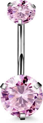 REVOLIA 14G G23 Solid Titanium Belly Button Rings for Women Girls Round CZ Hypoallergenic Belly Rings for Sensitive Skin Belly Rings Barbell Navel Rings Belly Piercing Jewelry 6-16MM in Kuwait