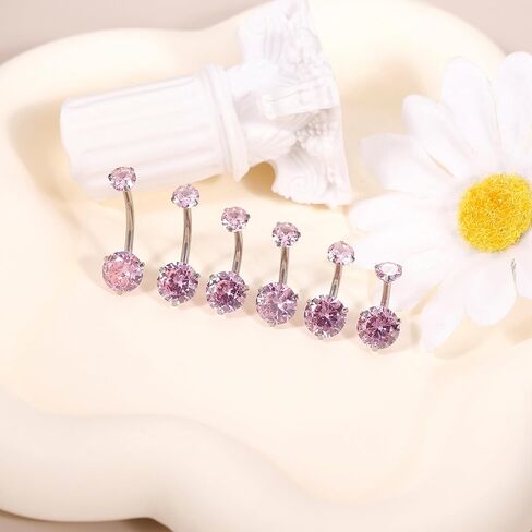 REVOLIA 14G G23 Solid Titanium Belly Button Rings for Women Girls Round CZ Hypoallergenic Belly Rings for Sensitive Skin Belly Rings Barbell Navel Rings Belly Piercing Jewelry 6-16MM in Kuwait