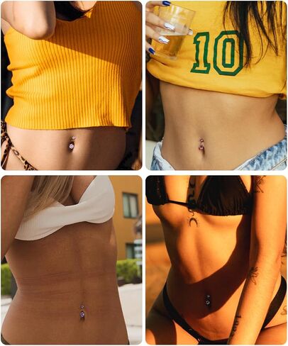 REVOLIA 14G G23 Solid Titanium Belly Button Rings for Women Girls Round CZ Hypoallergenic Belly Rings for Sensitive Skin Belly Rings Barbell Navel Rings Belly Piercing Jewelry 6-16MM in Kuwait