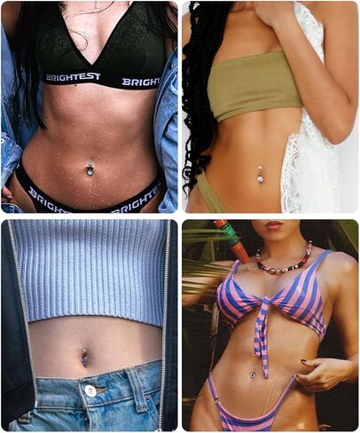 REVOLIA 14G G23 Solid Titanium Belly Button Rings for Women Girls Round CZ Hypoallergenic Belly Rings for Sensitive Skin Belly Rings Barbell Navel Rings Belly Piercing Jewelry 6-16MM in Kuwait
