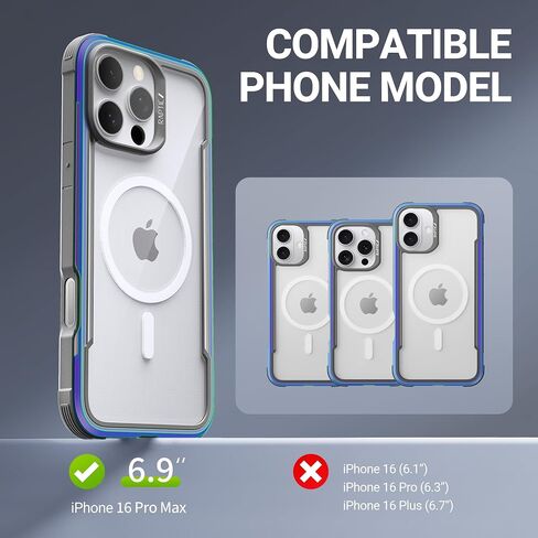 RAPTIC Shield Magnetic for iPhone 16 Pro Max Case, Compatible with MagSafe, [for 2024 CAPTURE BUTTON Shockproof Clear Case], Military Grade 13FT Drop Tested, Durable Aluminum Frame,6.9 inch,Iridescent in Saudi Arabia