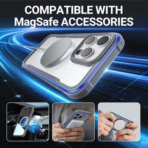 RAPTIC Shield Magnetic for iPhone 16 Pro Max Case, Compatible with MagSafe, [for 2024 CAPTURE BUTTON Shockproof Clear Case], Military Grade 13FT Drop Tested, Durable Aluminum Frame,6.9 inch,Iridescent in Saudi Arabia
