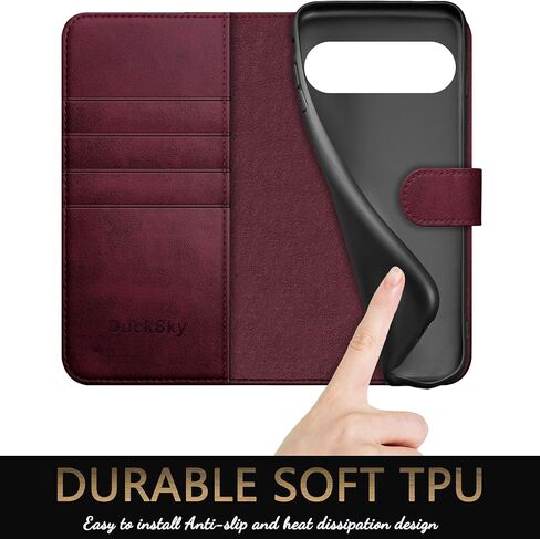 for Google Pixel 9 Pro XL 6.8" 5G Genuine Leather Wallet case【RFID Blocking】【4 Credit Card Holder】【Real Leather】 Flip Phone Cover Women Men for Pixel 9 Pro XL case Light Brown in Saudi Arabia