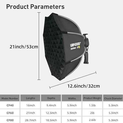 Bowens Mount Softbox 32 بوصة/80 سم إعداد سريع محمول، دعامة من النوع S متوافقة مع Godox Canon Sony Fuji YongNuo Flash AD200PRO V1 TT600 V860III 430EXIII SB500 YN320EX YN560 in Kuwait