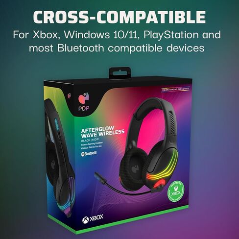 سماعة رأس PDP Afterglow Wave اللاسلكية مع ميكروفون لأجهزة Xbox Series X|S وWindows 10/11 PC، متوافقة مع PlayStation PS5/PS4 وبلوتوث، أسود in Saudi Arabia