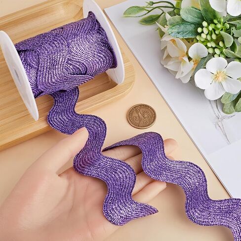 GORGECRAFT 1 لفة 1 بوصة (25 مم) شريط RIC Rac Trim 5 ياردات Rick Rack Wave الخياطة الانحناء هامش تقليم نسيج مضفر منسوج للخياطة زهرة صنع فستان الزفاف حفلة الدانتيل الحرفية، متوسط ​​البنفسجي الأحمر in Saudi Arabia