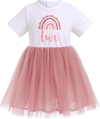 IMEKIS Toddler Girl Boho Rainbow 1st 2nd Birthday Dress Tutu Summer Pastel Rainbow Cake Smash Photo Shoot in Saudi Arabia