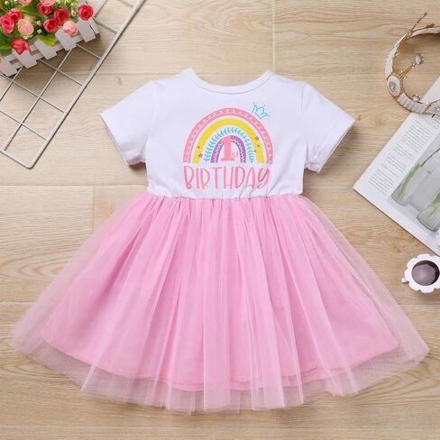 IMEKIS Toddler Girl Boho Rainbow 1st 2nd Birthday Dress Tutu Summer Pastel Rainbow Cake Smash Photo Shoot in Saudi Arabia