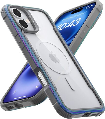 RAPTIC Shield Magnetic for iPhone 16 Pro Max Case, Compatible with MagSafe, [for 2024 CAPTURE BUTTON Shockproof Clear Case], Military Grade 13FT Drop Tested, Durable Aluminum Frame,6.9 inch,Iridescent in Saudi Arabia