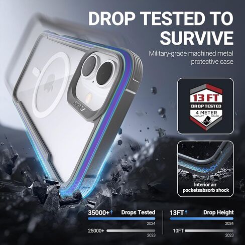 RAPTIC Shield Magnetic for iPhone 16 Pro Max Case, Compatible with MagSafe, [for 2024 CAPTURE BUTTON Shockproof Clear Case], Military Grade 13FT Drop Tested, Durable Aluminum Frame,6.9 inch,Iridescent in Saudi Arabia