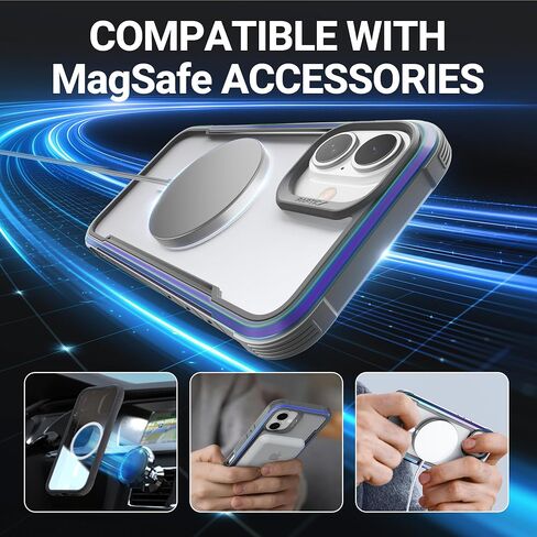 RAPTIC Shield Magnetic for iPhone 16 Pro Max Case, Compatible with MagSafe, [for 2024 CAPTURE BUTTON Shockproof Clear Case], Military Grade 13FT Drop Tested, Durable Aluminum Frame,6.9 inch,Iridescent in Saudi Arabia