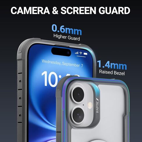 RAPTIC Shield Magnetic for iPhone 16 Pro Max Case, Compatible with MagSafe, [for 2024 CAPTURE BUTTON Shockproof Clear Case], Military Grade 13FT Drop Tested, Durable Aluminum Frame,6.9 inch,Iridescent in Saudi Arabia
