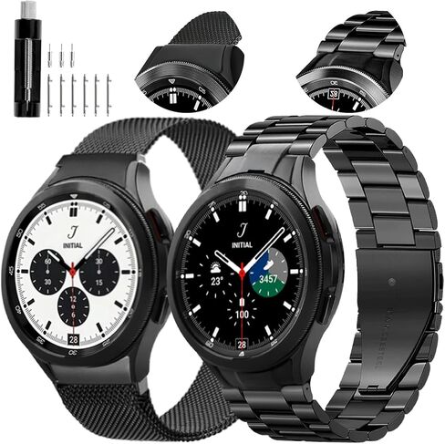 GOLDTOLUCK متوافق مع ساعة Samsung Galaxy Watch 6 5 4 Band Pro Classic 20 مم 43 مم 47 مم 45 مم 40 مم 44 مم 42 مم 46 مم، سوار عمل معدني للرجال مصنوع من الفولاذ المقاوم للصدأ الصلب in Kuwait