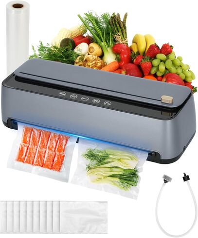 ماكينة ختم الطعام من تشاوس، مضختان 85 كيلو باسكال أوتوماتيكية بالكامل 8 في 1 لغلق الطعام، قاطع مدمج وتخزين الحقائب، الكشف التلقائي عن الأكياس، وضع الرطوبة الجافة وخرطوم شفط الهواء | لمس ال اي دي | سو فيديو in Kuwait