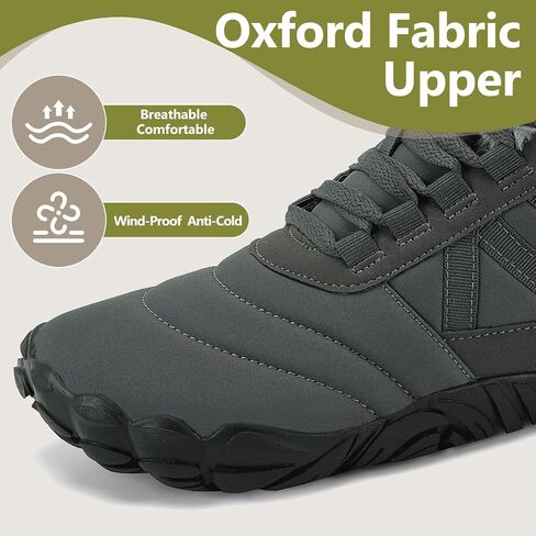 Mishansha Mens Womens Winter Barefoot Boots Warm Fur Lined Wide Toe Box | Winter Hiking Boots Zero Drop Sole Snow Ankle Boots Wide Width Barefoot Shoes No Slip in Saudi Arabia