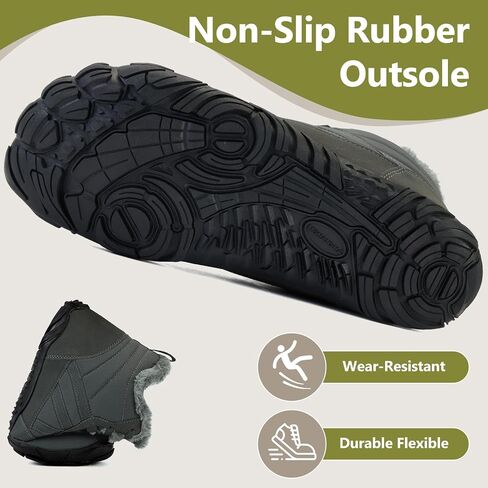 Mishansha Mens Womens Winter Barefoot Boots Warm Fur Lined Wide Toe Box | Winter Hiking Boots Zero Drop Sole Snow Ankle Boots Wide Width Barefoot Shoes No Slip in Saudi Arabia