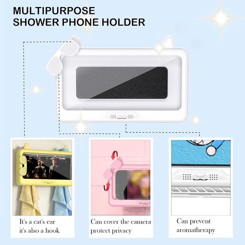 Shower Phone Holder Waterproof, Anti-Fog Touch Screen Shower Phone Case, 480 Rotation Wall Phone Mount Stand for Bathroom Batheub Kitchen Wall Mirror, Compatible with 4.7"-6.8" Phones (Pink) in Saudi Arabia