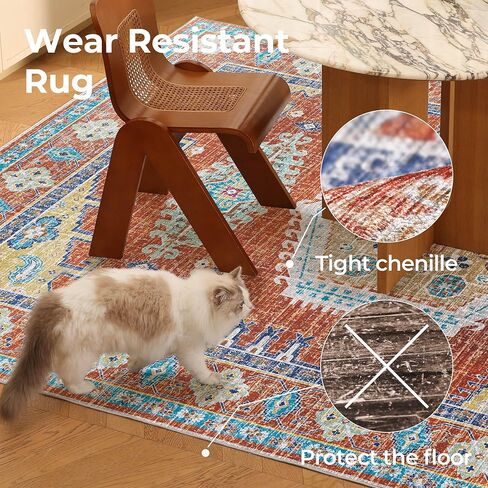 Kokia Area Rugs Living Room 4x6 Bedroom Non Slip Wear Resistant Oriental Brown Rug Indoor Vintage Accent Floor Carpet for Entrance Kitchen Bedroom, Solani Brown in Kuwait