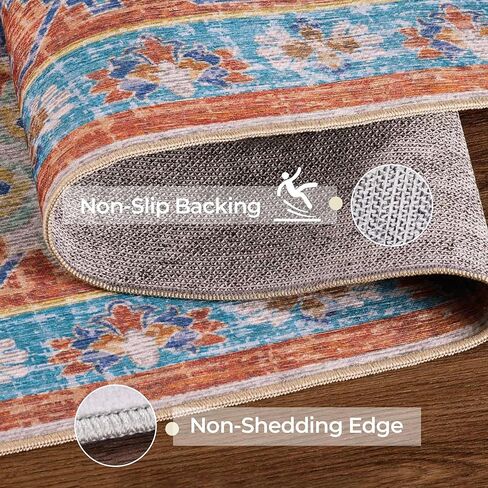 Kokia Area Rugs Living Room 4x6 Bedroom Non Slip Wear Resistant Oriental Brown Rug Indoor Vintage Accent Floor Carpet for Entrance Kitchen Bedroom, Solani Brown in Kuwait