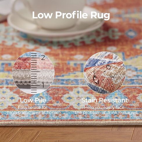 Kokia Area Rugs Living Room 4x6 Bedroom Non Slip Wear Resistant Oriental Brown Rug Indoor Vintage Accent Floor Carpet for Entrance Kitchen Bedroom, Solani Brown in Kuwait