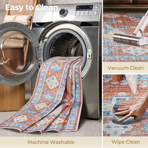 Kokia Area Rugs Living Room 4x6 Bedroom Non Slip Wear Resistant Oriental Brown Rug Indoor Vintage Accent Floor Carpet for Entrance Kitchen Bedroom, Solani Brown in Kuwait