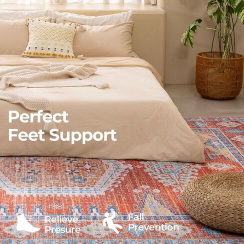 Kokia Area Rugs Living Room 4x6 Bedroom Non Slip Wear Resistant Oriental Brown Rug Indoor Vintage Accent Floor Carpet for Entrance Kitchen Bedroom, Solani Brown in Kuwait