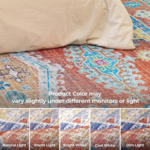 Kokia Area Rugs Living Room 4x6 Bedroom Non Slip Wear Resistant Oriental Brown Rug Indoor Vintage Accent Floor Carpet for Entrance Kitchen Bedroom, Solani Brown in Kuwait