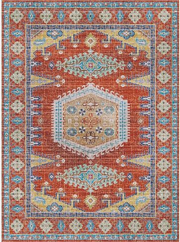 Kokia Area Rugs Living Room 4x6 Bedroom Non Slip Wear Resistant Oriental Brown Rug Indoor Vintage Accent Floor Carpet for Entrance Kitchen Bedroom, Solani Brown in Kuwait