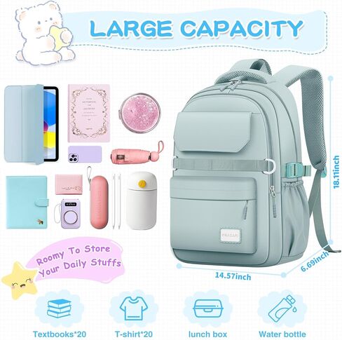 Kids School Backpack for Teens Girls Aesthetic Black Backpack Lightweight College Laptop Casual Travel Bookbag in Kuwait