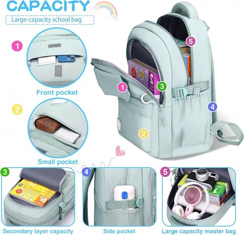 Kids School Backpack for Teens Girls Aesthetic Black Backpack Lightweight College Laptop Casual Travel Bookbag in Kuwait