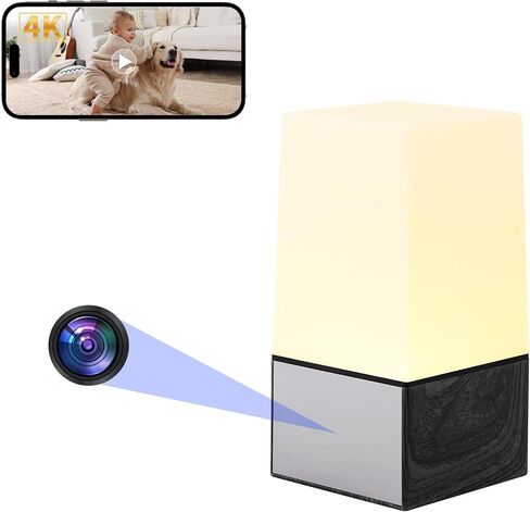 كاميرا مخفية للتجسس بإضاءة ليلية، كاميرا مخفية للمربية مع فيديو عالي الدقة 4K، رؤية ليلية، كشف الحركة، لون ضوء قابل للتعديل، كاميرا أمان مخفية داخلية للمنزل in Saudi Arabia