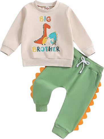 Big Brother Little Brother Matching Outfit Toddler Baby Boy Dinosaur Crewneck Shirts Sweatshirt Pullover Fall Clothes in Kuwait