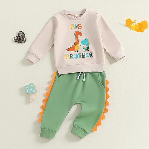 Big Brother Little Brother Matching Outfit Toddler Baby Boy Dinosaur Crewneck Shirts Sweatshirt Pullover Fall Clothes in Kuwait