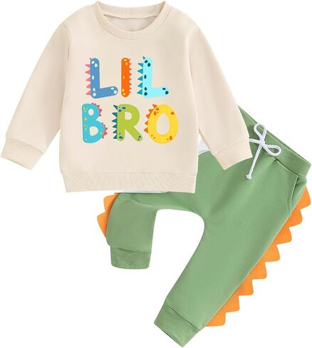 Big Brother Little Brother Matching Outfit Toddler Baby Boy Dinosaur Crewneck Shirts Sweatshirt Pullover Fall Clothes in Kuwait