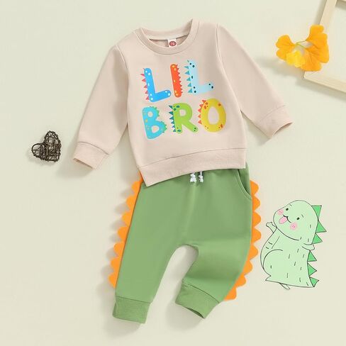Big Brother Little Brother Matching Outfit Toddler Baby Boy Dinosaur Crewneck Shirts Sweatshirt Pullover Fall Clothes in Kuwait