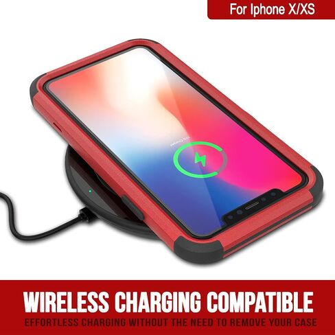 Punkcase for iPhone Xs Belt Clip Holster Case [Patron Series] 4-1 Rugged & Protective Multilayer Phone Cover W/Integrated Kickstand for iPhone Xs (5.8") (2018) [Red-Black] in Saudi Arabia