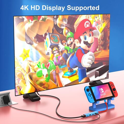 محطة إرساء تلفزيون RREAKA لجهاز نينتندو سويتش/سويتش OLED، محول تلفزيون محمول مع شحن 4K HDMI/USB 3.0/100 واط، قاعدة شحن بديلة لنينتندو سويتش in Kuwait