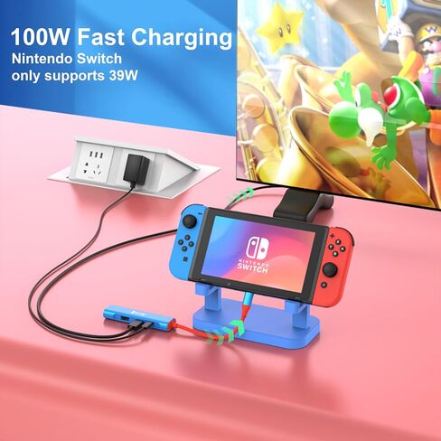 محطة إرساء تلفزيون RREAKA لجهاز نينتندو سويتش/سويتش OLED، محول تلفزيون محمول مع شحن 4K HDMI/USB 3.0/100 واط، قاعدة شحن بديلة لنينتندو سويتش in Kuwait