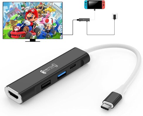 محطة إرساء تلفزيون RREAKA لجهاز نينتندو سويتش/سويتش OLED، محول تلفزيون محمول مع شحن 4K HDMI/USB 3.0/100 واط، قاعدة شحن بديلة لنينتندو سويتش in Kuwait