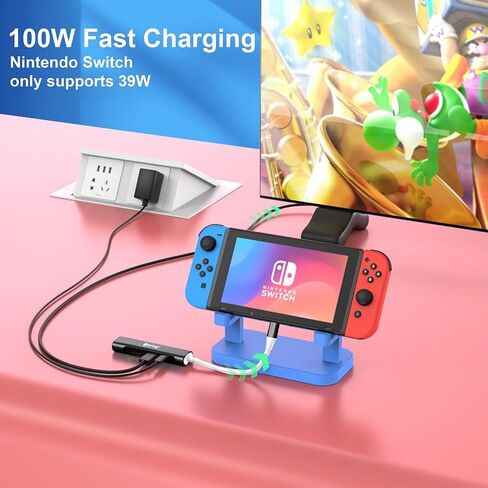 محطة إرساء تلفزيون RREAKA لجهاز نينتندو سويتش/سويتش OLED، محول تلفزيون محمول مع شحن 4K HDMI/USB 3.0/100 واط، قاعدة شحن بديلة لنينتندو سويتش in Kuwait
